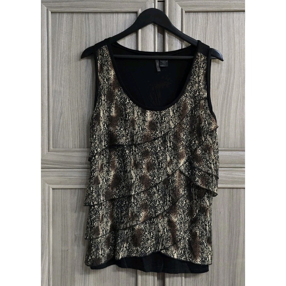 Options Petite Womens Top Sz‎ 12/14 Layered Front Floral